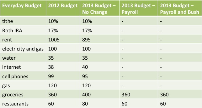 2013 everyday budget