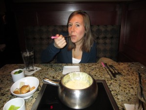 eating fondue