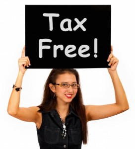 girl with tax free sign